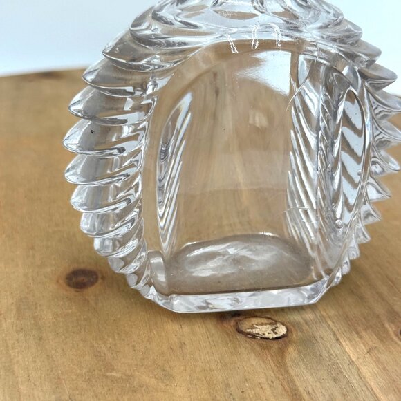Vintage Glass Decanter With Ridged Design & Pointed Stopper For Spirits Or Decor - Picture 3 of 12